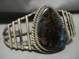 Rare Vintage Navajo Bisbee Turquoise Native American Jewelry Silver Bracelet Old-Nativo Arts