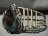 Rare Vintage Navajo Bisbee Turquoise Native American Jewelry Silver Bracelet Old-Nativo Arts