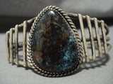 Rare Vintage Navajo Bisbee Turquoise Native American Jewelry Silver Bracelet Old-Nativo Arts