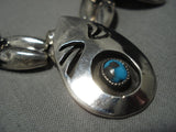 Rare Vintage Navajo Bisbee Turquoise Sterling Silver Native American Necklace-Nativo Arts