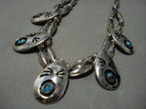 Rare Vintage Navajo Bisbee Turquoise Sterling Silver Native American Necklace-Nativo Arts