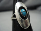 Rare Vintage Navajo Bisbee Turquoise Sterling Silver Native American Ring Old-Nativo Arts