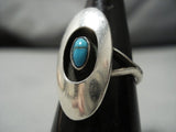 Rare Vintage Navajo Bisbee Turquoise Sterling Silver Native American Ring Old-Nativo Arts