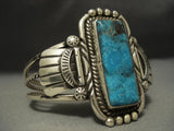 Rare Vintage Navajo Blue Diamond Turquoise Sterling Native American Jewelry Silver Bracelet-Nativo Arts