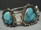 Rare! Vintage Navajo Blue Diamond Turquoise Sterling Native American Jewelry Silver Bracelet Old-Nativo Arts