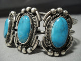 Rare Vintage Navajo Blue Gem Turquoise Sterling Silver Native American Jewelry Bracelet-Nativo Arts