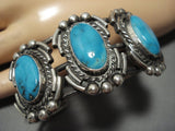 Rare Vintage Navajo Blue Gem Turquoise Sterling Silver Native American Jewelry Bracelet-Nativo Arts