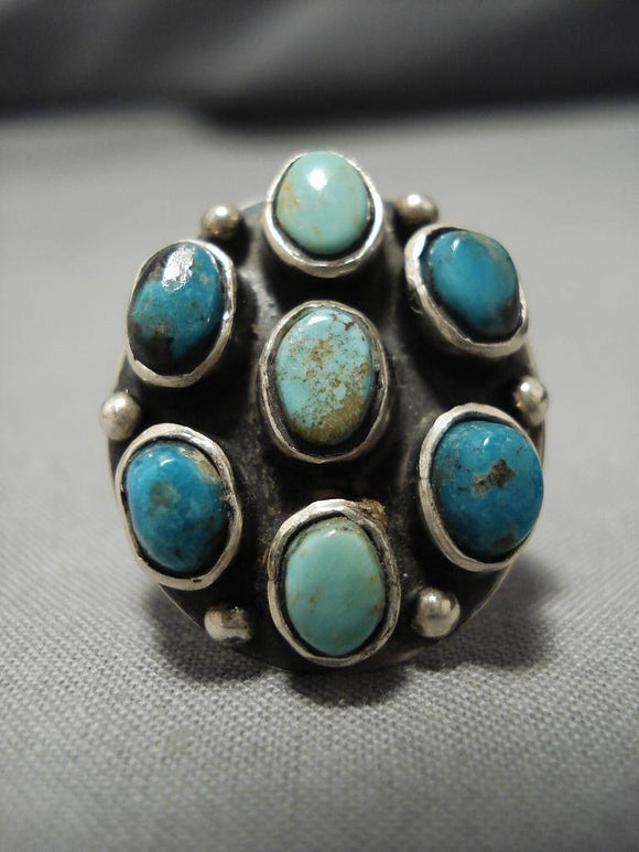 Rare!! Vintage Navajo Blue Gem Turquoise Sterling Silver Native American Ring-Nativo Arts