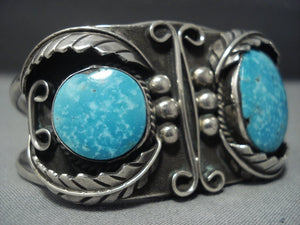 Rare Vintage Navajo Carico Lake Turquoise Sterling Native American Jewelry Silver Bracelet Cuff-Nativo Arts