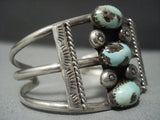 Rare!! Vintage Navajo Dry Creek Turquoise Sterling Native American Jewelry Silver Bracelet Old Cuff-Nativo Arts