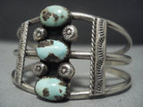 Rare!! Vintage Navajo Dry Creek Turquoise Sterling Native American Jewelry Silver Bracelet Old Cuff-Nativo Arts