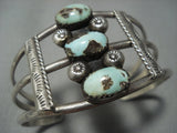 Rare!! Vintage Navajo Dry Creek Turquoise Sterling Native American Jewelry Silver Bracelet Old Cuff-Nativo Arts