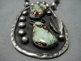 Rare Vintage Navajo Green Turquoise Sterling Silver Native American Jewelry Necklace-Nativo Arts