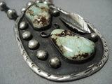 Rare Vintage Navajo Green Turquoise Sterling Silver Native American Jewelry Necklace-Nativo Arts