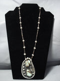 Rare Vintage Navajo Green Turquoise Sterling Silver Native American Jewelry Necklace-Nativo Arts