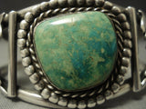 Rare Vintage Navajo Mirrored Leaf Sterling Native American Jewelry Silver Green Turquoise Bracelet-Nativo Arts