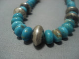 Rare!! Vintage Navajo Native American Jewelry jewelry #8 Turquoise Sterling Silver Necklace Old-Nativo Arts