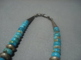 Rare!! Vintage Navajo Native American Jewelry jewelry #8 Turquoise Sterling Silver Necklace Old-Nativo Arts