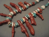 Rare Vintage Navajo Native American Jewelry jewelry graduating Coral Necklace Old-Nativo Arts