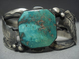 Rare Vintage Navajo Native American Jewelry jewelry Sterling Silver Sea Green Turquoise Sterling Silver Bracelet-Nativo Arts