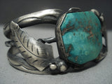 Rare Vintage Navajo Native American Jewelry jewelry Sterling Silver Sea Green Turquoise Sterling Silver Bracelet-Nativo Arts