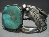 Rare Vintage Navajo Native American Jewelry jewelry Sterling Silver Sea Green Turquoise Sterling Silver Bracelet-Nativo Arts