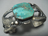 Rare Vintage Navajo Native American Jewelry jewelry Sterling Silver Sea Green Turquoise Sterling Silver Bracelet-Nativo Arts