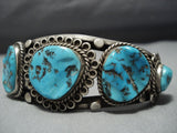 Rare Vintage Navajo Natural Turquoise Sterling Silver Native American Jewelry Bracelet-Nativo Arts