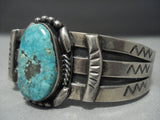 Rare!! Vintage Navajo Old Morenci Turquoise Setrling Native American Jewelry Silver Bracelet-Nativo Arts