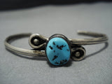 Rare Vintage Navajo Old Sb Turquoise Sterling Silver Native American Jewelry Bracelet-Nativo Arts
