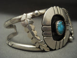 Rare Vintage Navajo Persin Turquoise Native American Jewelry Silver Mirror Leaf Sterling Bracelet-Nativo Arts