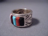 Rare Vintage Navajo Ray Adakai internal Native American Jewelry Silver Work Native American Jewelry Silver Ring-Nativo Arts