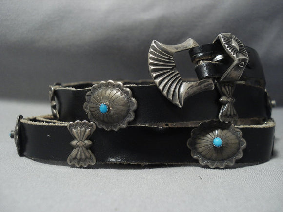 Rare Vintage Navajo Sterling Native American Jewelry Silver Concho Belt Bracelet Old-Nativo Arts
