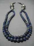 Rare Vintage Navajo Sterling Silver Lapis Native American Necklace Old-Nativo Arts