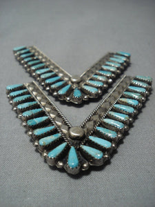 Rare!! Vintage Navajo Turquoise Sterling Native American Jewelry Silver Collar Protectors Tips-Nativo Arts