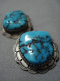 Rare Vintage Navajo Turquoise Sterling Silver Native American Cufflinks Old-Nativo Arts