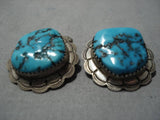 Rare Vintage Navajo Turquoise Sterling Silver Native American Cufflinks Old-Nativo Arts