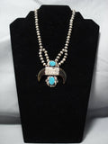 Rare Vintage Navajo Turquoise Sterling Silver Native American Jewelry Necklace Old-Nativo Arts