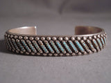 Rare Vintage Zuni/ Navajo 'Slanted Turquoise' Heavy Native American Jewelry Silver Bracelet-Nativo Arts