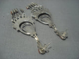 Rare Vintage Zuni Needle Coral Sterling Silver Earrings Old-Nativo Arts