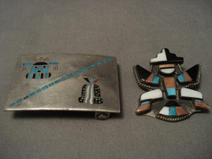 Rare Vintage Zuni Old Buckle And Pin Ceremonial Items-Nativo Arts