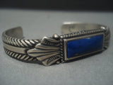 Rare Vintage Zuni Rectangular Lapis Sterling Silver Ramon Cunyate Bracelet-Nativo Arts