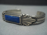 Rare Vintage Zuni Rectangular Lapis Sterling Silver Ramon Cunyate Bracelet-Nativo Arts