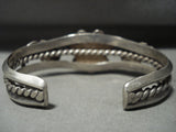 Rare Vintage Zuni Turquoise Flower Native American Jewelry Silver Leaves Bracelet Cuff-Nativo Arts