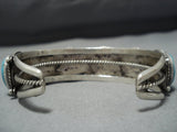 Rare Vivid Blue Turquoise Vintage Native American Jewelry Navajo Sterling Silver Cuff Bracelet Old-Nativo Arts