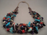 Rare Whitegoat Navajo Native American Jewelry jewelry Turquoise Coral Amethyst Necklace-236 Grams!-Nativo Arts