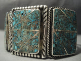 Rare Wide Vintage Navajo Old Inlay 106 Grams Turquoise Native American Jewelry Silver Bracelet-Nativo Arts