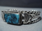 Rare Will Dale Blue Diamond Turquoise Native American Jewelry Silver Coiled Bracelet-Nativo Arts