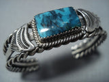 Rare Will Dale Blue Diamond Turquoise Native American Jewelry Silver Coiled Bracelet-Nativo Arts