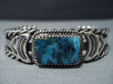 Rare Will Dale Blue Diamond Turquoise Native American Jewelry Silver Coiled Bracelet-Nativo Arts